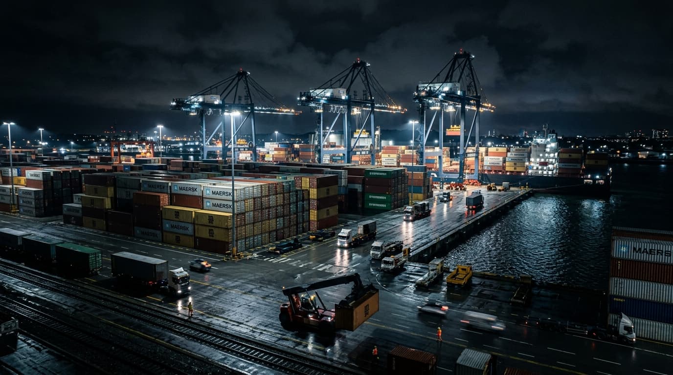 Night Port Logistics Harbor